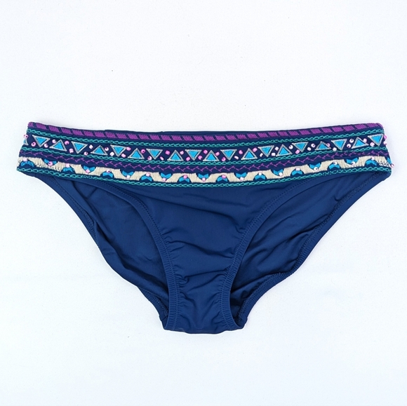 Nanette Lepore 2-Piece Bikini Swimsuit Triangle Top Beaded Costa Del Sol Navy S - Picture 8 of 16